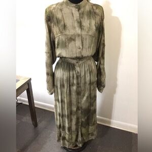 Olive Green Tie-Dye Mini Dress